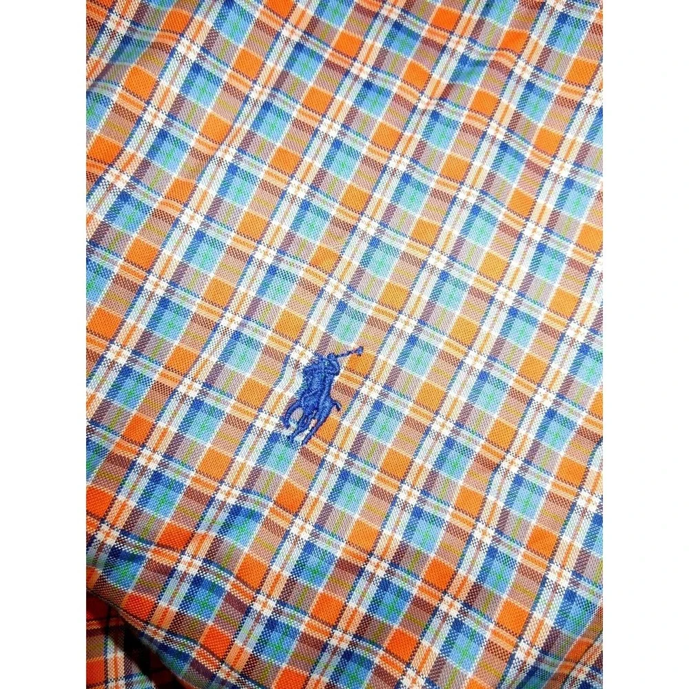 POLO RALPH‎ LAUREN New Mens plaid SHIRT long sleeve Orange Blue Small S